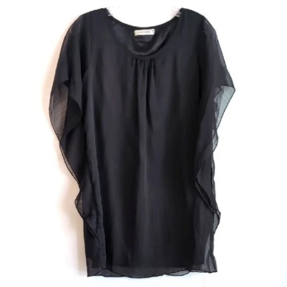 Glam & Fame black layered flowy bat wing tunic/mini dress size S/M
